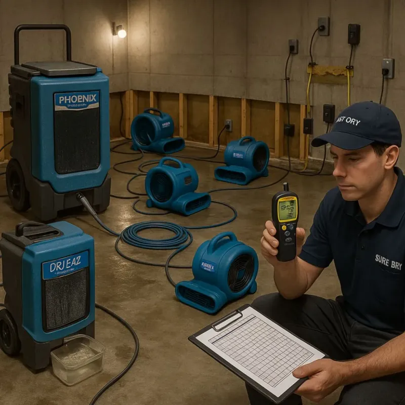 Structural Drying and Dehumidification process in Saco, ME